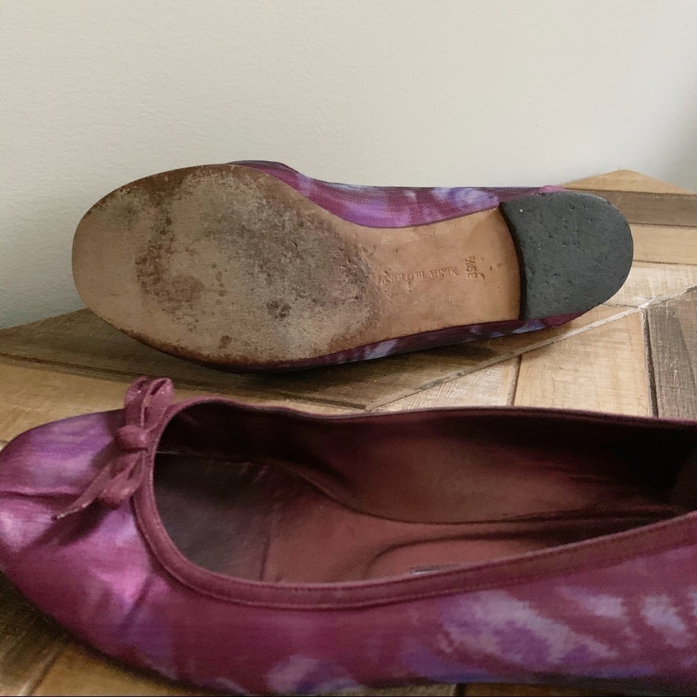 Manolo Purple Silk Floral Flats - Picture 11 of 13